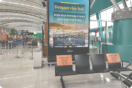 Airport DOOH screen in the departure hall at Soekarno-Hatta Airport, Jakarta