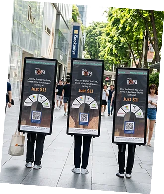 PosterWalker™ advertising on a busy shopping street